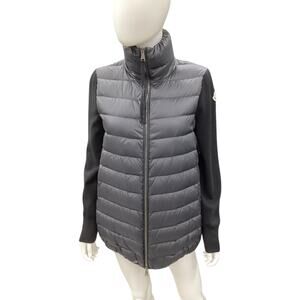 Moncler Jacket Women’s Size XS Quilted Down &Wool Cardigan Sleeves Zipper Black